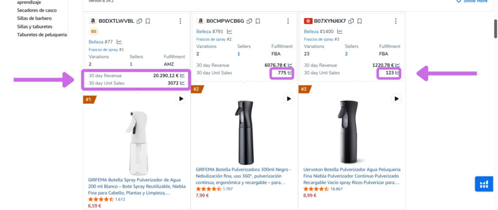 Los más vendidos en Amazon FBA - subcategorías