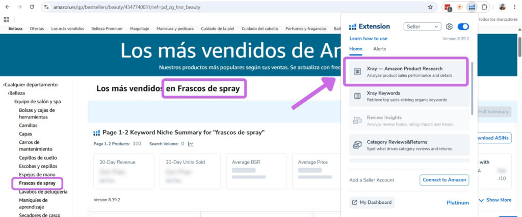 Helium 10 - XRay - analizar demanda y competencia