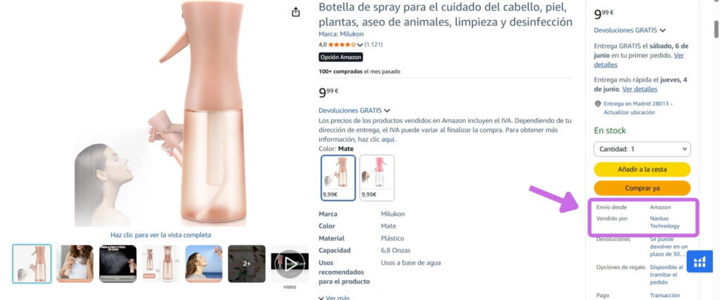 Vendido por + vendedor